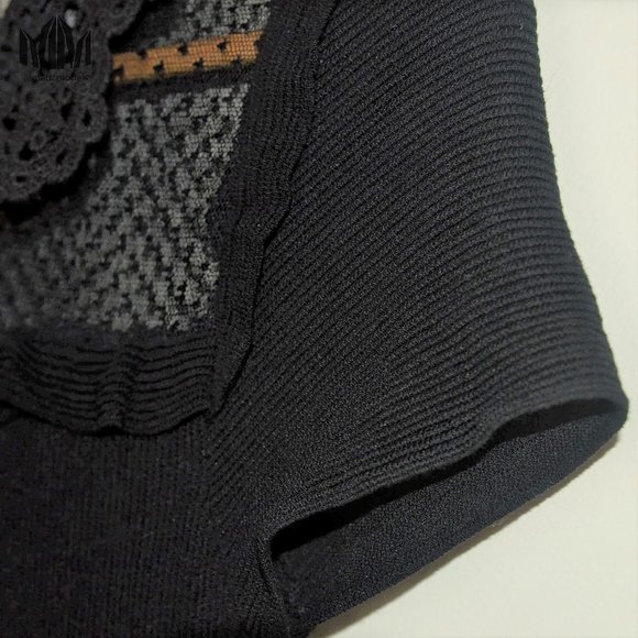 Valentino | Black Stretch Knit Short Sleeve Dress - Picture 8 of 13